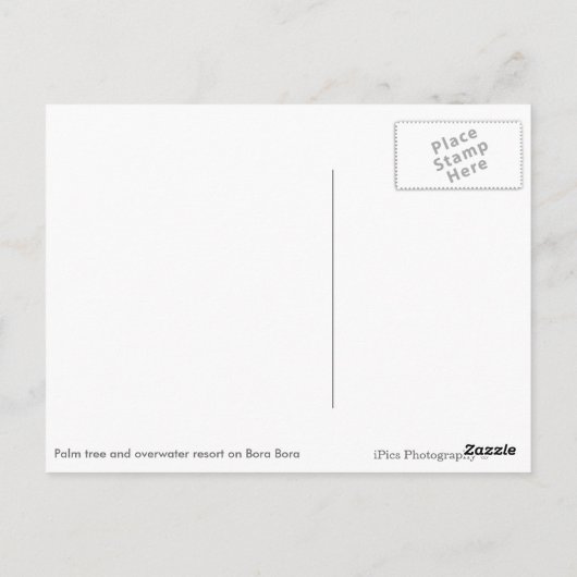 パームツリーとオーバーウォーターリゾート文字はがき ポストカード (裏面)