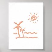 パームツリーとビーチボホプリント ポスター (正面)