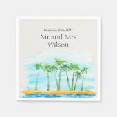 パームツリーとビーチ結婚式ディナーカクテル スタンダードカクテルナプキン (正面)