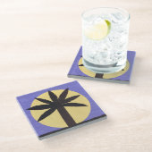 パームツリーとフルムーンデザイン付きガラスコースター ガラスコースター (アングル)