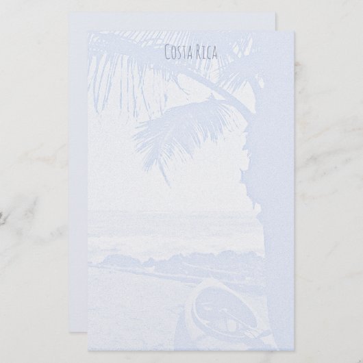 パームツリーと海淡い色のブルーシーン 便箋 (正面/裏面)