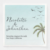 パームツリーと鳥のシンプルビーチウェディング (正面)