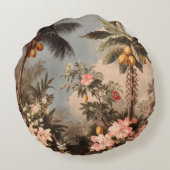 パームツリーのあるビンテージトロピカルパラダイス ラウンドクッション (裏面)