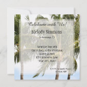 パームツリーのトロピカルなカウアイ島の誕生日 招待状 (裏面)