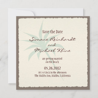 パームツリーのビーチでのSave the Date セーブザデート
