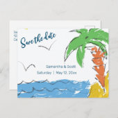 パームツリーのビーチのカスタマイズされた宝物 案内ポストカード (正面/裏面)