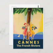 パームツリーの下のカンヌからの女の子 ポストカード (正面/裏面)