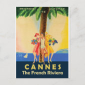 パームツリーの下のカンヌからの女の子 ポストカード (正面)