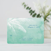 パームツリーの下 | 水彩婚礼返信カード 出欠カード (スタンド正面)