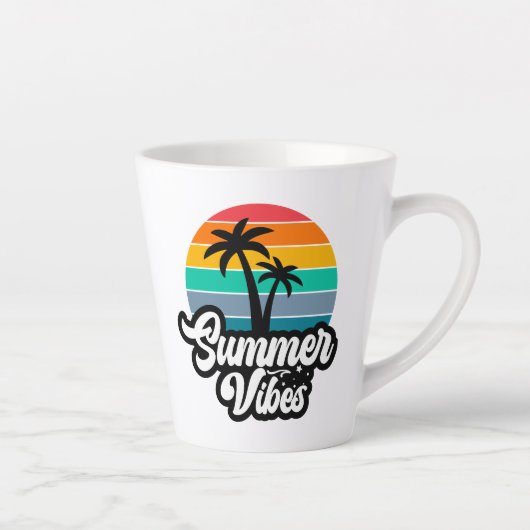 パームツリーの夏の雰囲気デザイン カフェラテマグ (右)