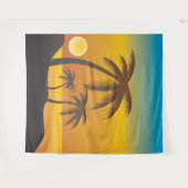 パームツリーの熱帯海岸の背景 タペストリー (正面(横))