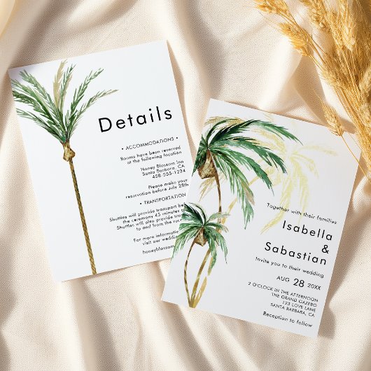 パームツリーの目的地の詳細結婚すべて 招待状