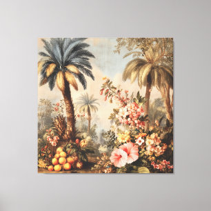 パームツリーをフィーチャーしたビンテージの植物画 キャンバスプリント