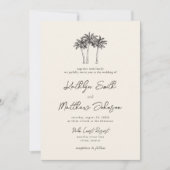 パームツリーアイボリーミニマリストデスティネーションウェディング 招待状 (正面)