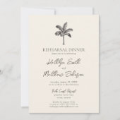 パームツリーアイボリーミニマリストリハーサルディナー 招待状 (正面)