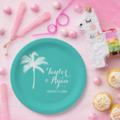 パームツリーアクアウェディング ペーパープレート (パーティー)