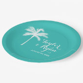 パームツリーアクアウェディング ペーパープレート (アングル)