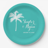 パームツリーアクアウェディング ペーパープレート (正面)