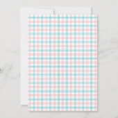 パームツリーアズールピンク市松模様にブライダルシャワー 招待状 (裏面)