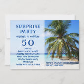 パームツリーアダルトサプライズ誕生日パーティー 招待状 (正面)