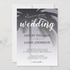 パームツリーアッシュパープルビーチ結婚式 招待状