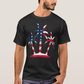 パームツリーアメリカ国旗のギフト男性へ女性 Tシャツ