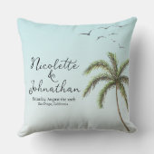 パームツリーアンドバードシンプルビーチ結婚式キープサケ クッション (裏面)