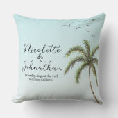 パームツリーアンドバードシンプルビーチ結婚式キープサケ クッション (正面)