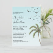 パームツリーアンドバードシンプルビーチ結婚式 招待状 (スタンド正面)