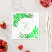 パームツリーアートグリーン離れウェディング スタンダードカクテルナプキン (インサイチュ)