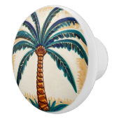 パームツリーイエローブラウン&グリーンビーチハウスデコール セラミックノブ (右)