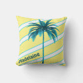 パームツリーイエローブルーストライプ装飾用クッション クッション (正面)