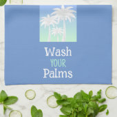 パームツリーウォッシュザパームズビーチアイランドブルーグラデーション キッチンタオル (折り畳み)