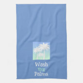 パームツリーウォッシュザパームズビーチアイランドブルーグラデーション キッチンタオル (縦)