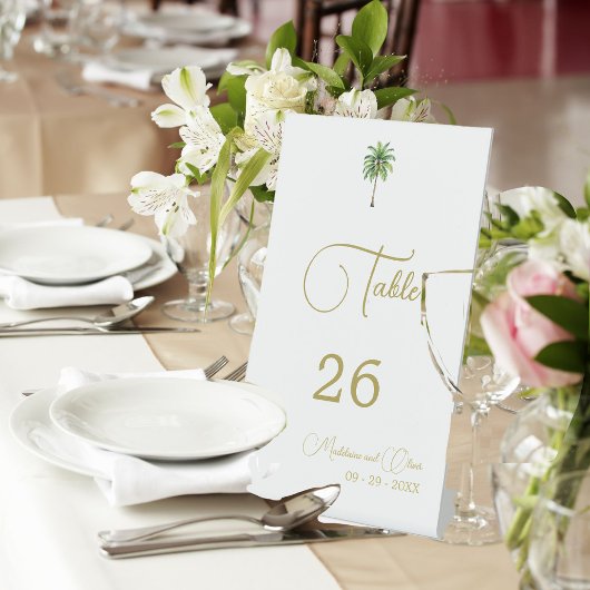 パームツリーウォータエレガントーシンプルカラー結婚 台座サイン