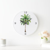 パームツリーウォーターカラートロピカルエレガント ラージ壁時計 (ホーム)