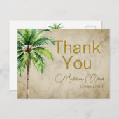 パームツリーウォーターカラートロピカルサンキュー ポストカード (正面/裏面)