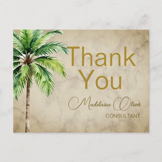 パームツリーウォーターカラートロピカルサンキュー ポストカード (正面)