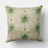 パームツリーウォーターカラートロピカルヴィンテージ エレガント クッション (裏面)