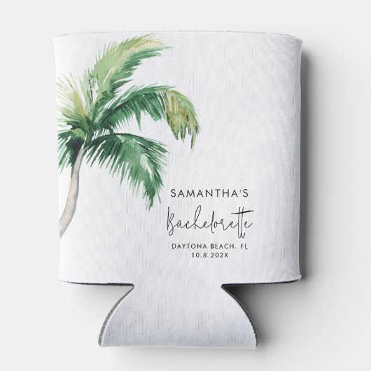 パームツリーウォーターカラーパーソナライズされたバチェロレッテ 缶クーラー (裏面)