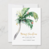 パームツリーウォーターカラービジネスクリスマスホリデー ノートカード (正面)
