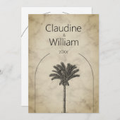 パームツリーエレガントなウェディングリハーサルディナー 招待状 (正面/裏面)