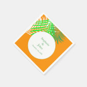 パームツリーオレンジグリーン離れアート結婚ズ スタンダードカクテルナプキン (角)