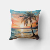 パームツリーオントロピカルビーチアットサンセット クッション (裏面)