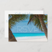 パームツリーオンビーチ結婚式RSVPカード 出欠カード (正面/裏面)