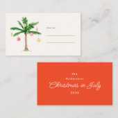 パームツリーオーナメント7月のクリスマスパーティー名 プレイスカード (正面/裏面)