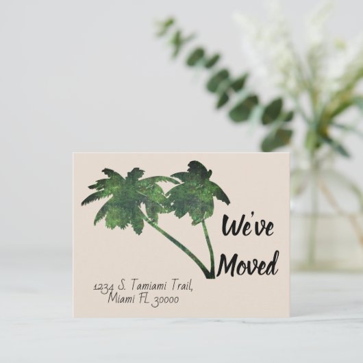 パームツリーカスタムズ新しいホームムービングアナウンス ポストカード (スタンド正面)