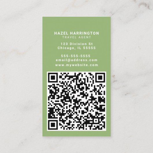 パームツリーカスタムQRコードスキャン可能な旅行代理店 名刺 (裏面)