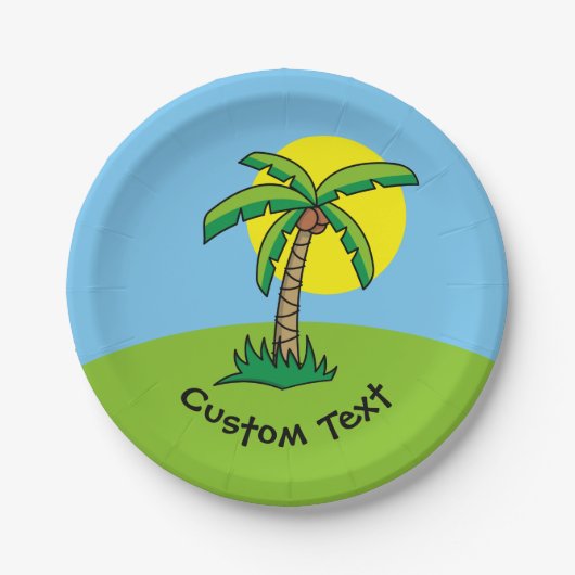パームツリーカートゥーン紙プレート ペーパープレート (正面)
