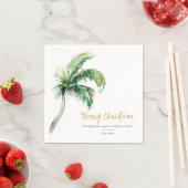 パームツリークリスマスファミリーパーティー紙 スタンダードカクテルナプキン (インサイチュ)
